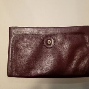 Burgundy Leather Clutch Etienne Aigner